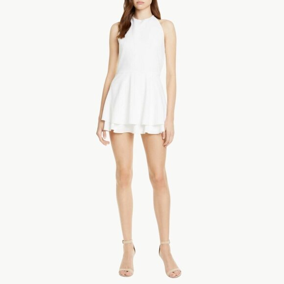 NWT Alice + Olivia Women’s Sicily Halter Neck Shorts Romper | Sz 10 | Off White - Picture 1 of 16